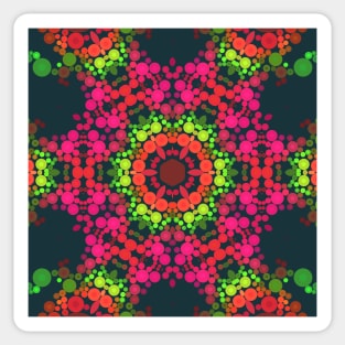 Dot Mandala Flower Pink Green and Red Sticker